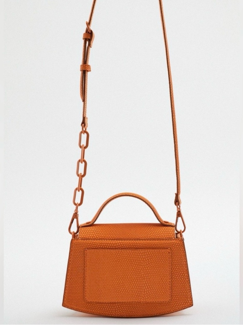 Zara Orange Embossed Crossbody Top-Handle Bag - Picture 2 of 7